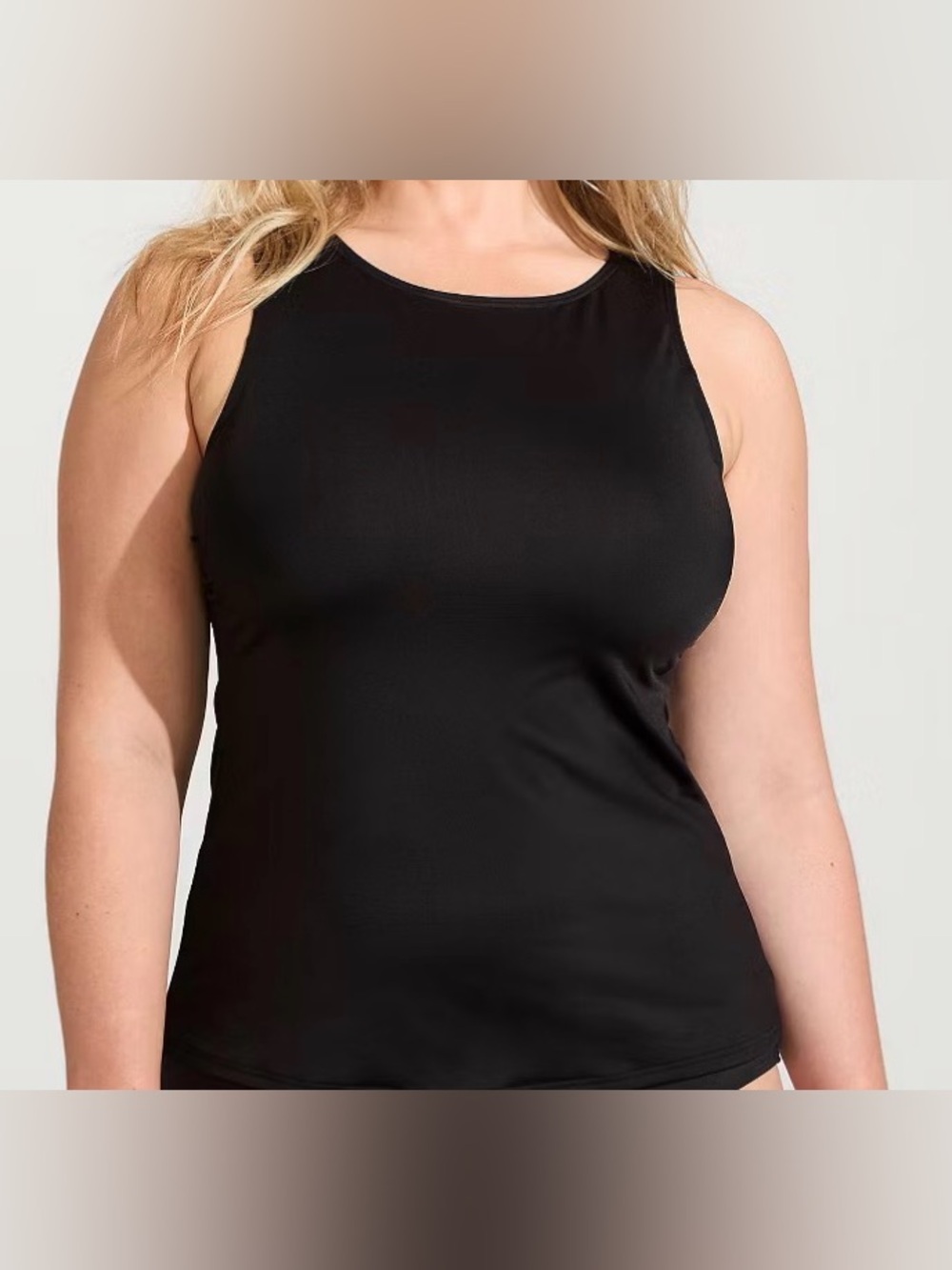 LANDS END 18 high neck modest tankini swim top D cup